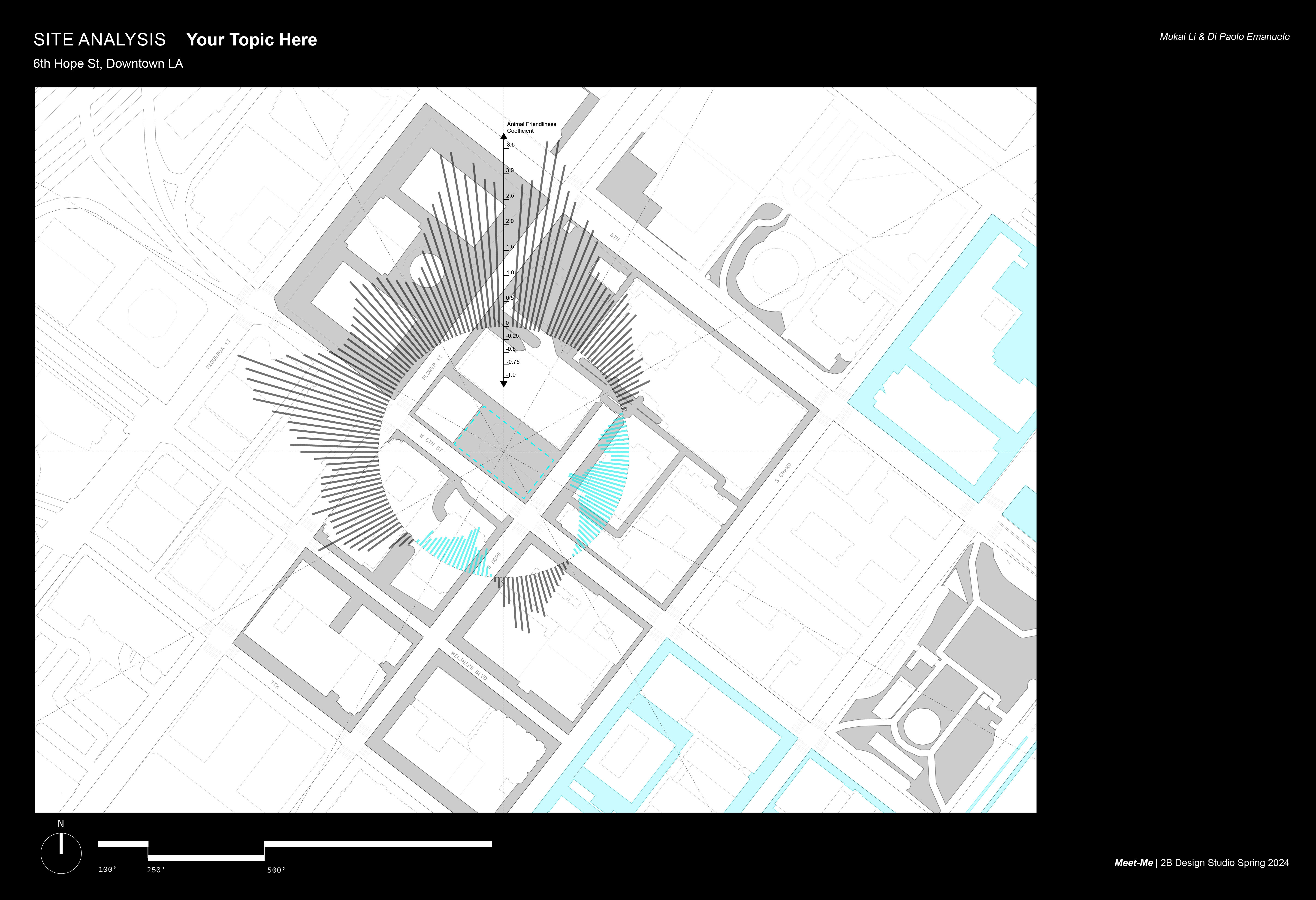 Site analysis diagram 6th Hope St, Downtown LA